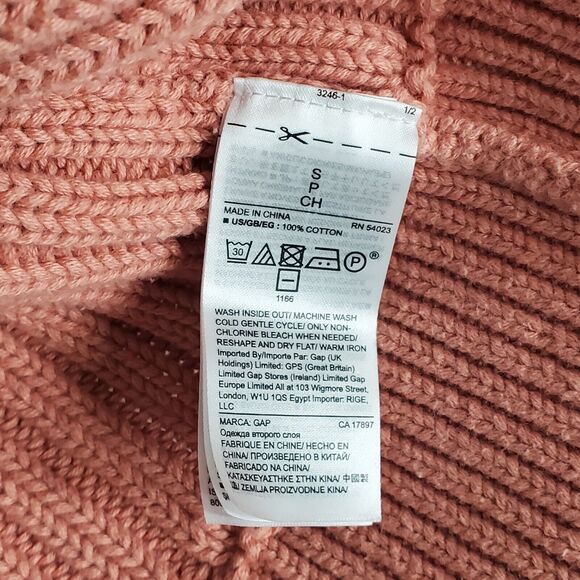 GAP Cardigan Sweater Chunky Cable Knit  Cotton Small S Dusty Rose Open Front - Picture 4 of 7